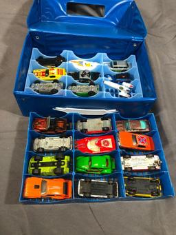 24 Car Case Full of Matchbox, Lesncy, Zylmex, Corgi Hot Wheels