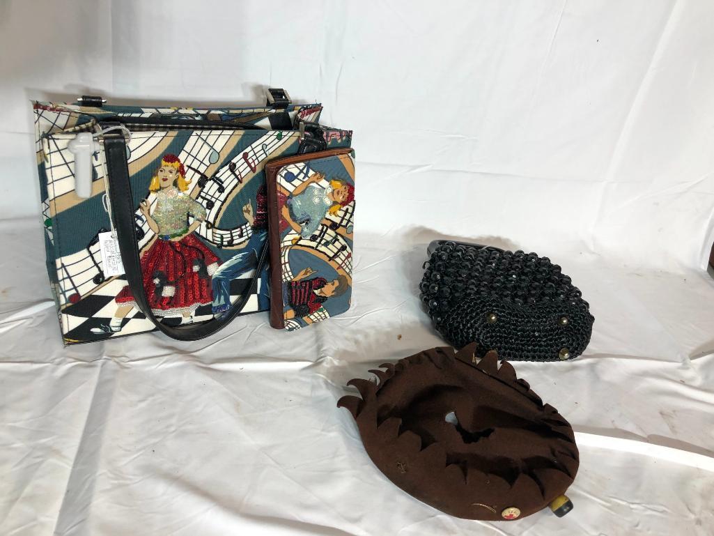 Vintage Purses and Clutch, Ladies Hat is Damaged
