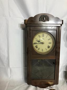 Ansonia Kitchen Clock (Top Wood Cracked), Older Clock & Pendulum/Key