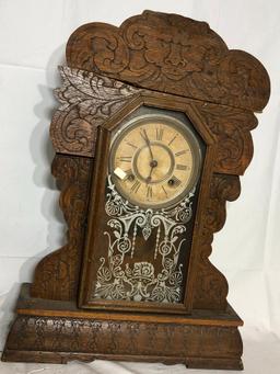 Ansonia Kitchen Clock (Top Wood Cracked), Older Clock & Pendulum/Key
