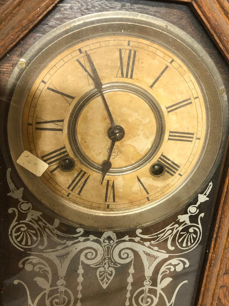 Ansonia Kitchen Clock (Top Wood Cracked), Older Clock & Pendulum/Key