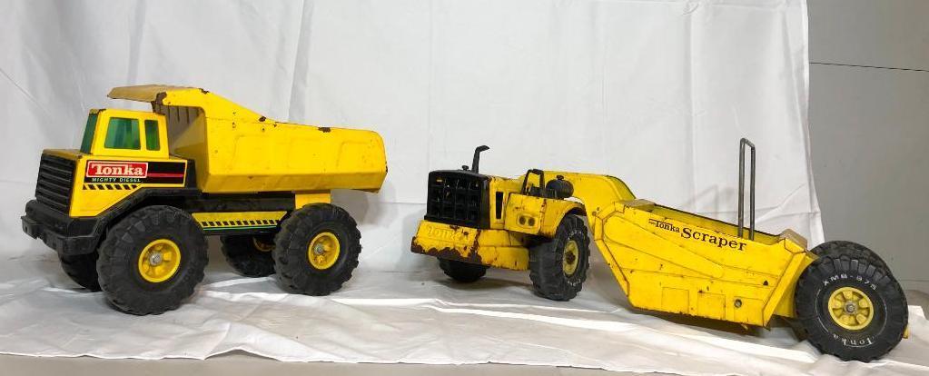 Tonka Mighty Diesel Dump Truck Metal Toy, Tonka Metal Scraper