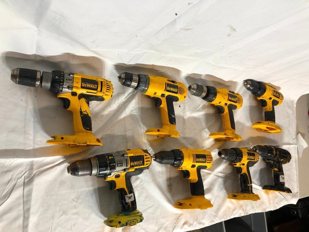 8 DeWalt Drills with no Batteries