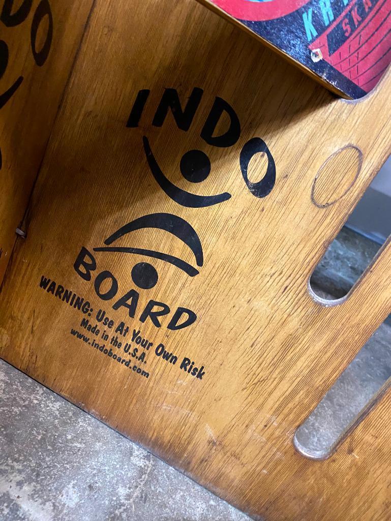 INDO Skateboard Store Display Holder and 2 Skate Boards