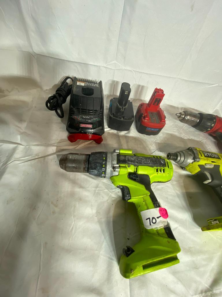 Cordless Battery Operated Tools, Some Batteries, Charger
