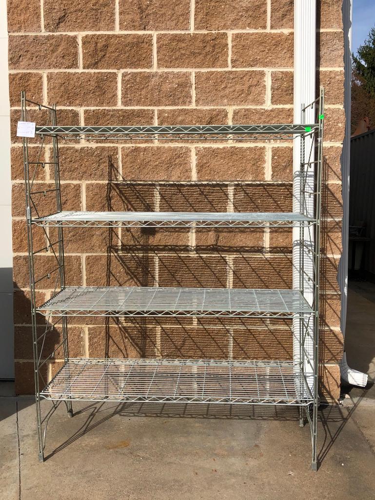 Chrome NSF Stationary Dunnage Shelving Unit, 4 Shelves, 48in x 18in x 64in