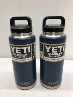 Lot of 2 Items: (2) Yeti Rambler Navy 36oz Bottle