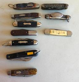 Lot of 10 Vintage Pocket Knives, KABAR, BARLOW, Others