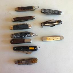 Lot of 10 Vintage Pocket Knives, KABAR, BARLOW, Others