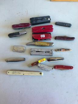 15+ Vintage and Contemporary Pocket Knives and Mutitools and Money Clip
