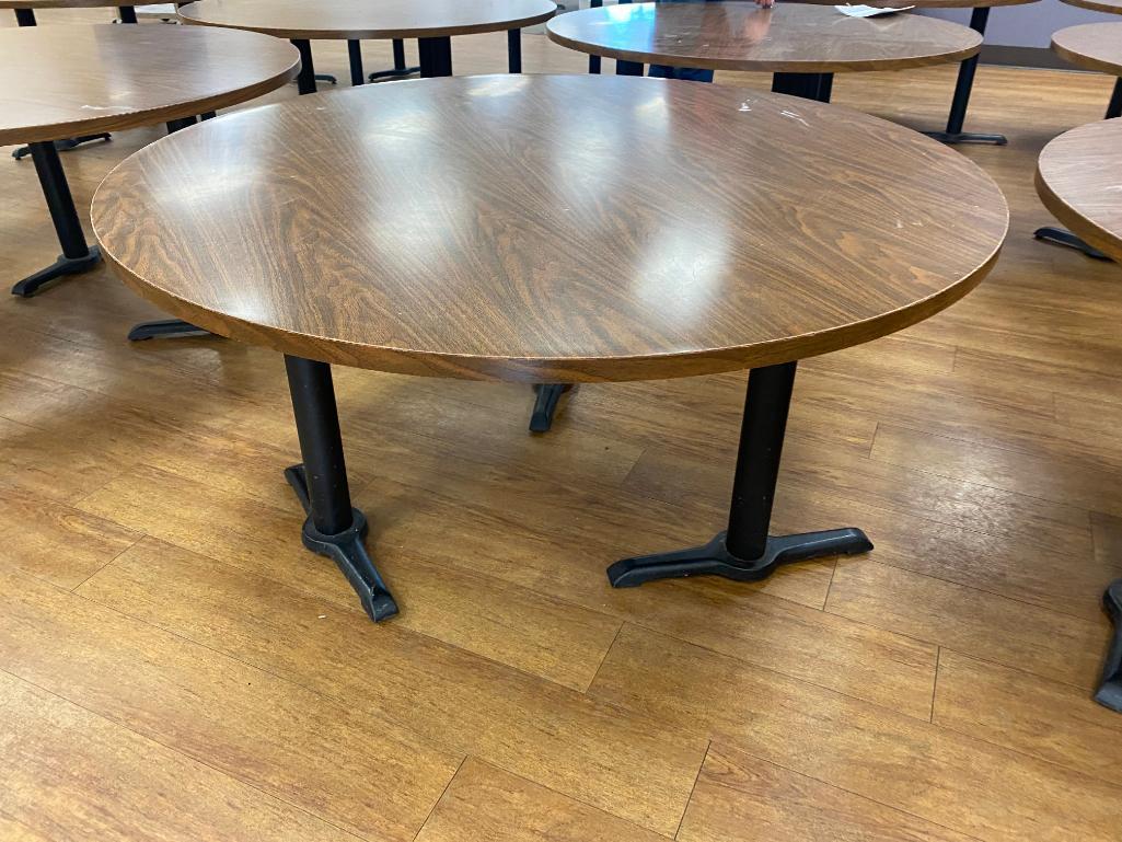 Laminate Top Restaurant Table w/ Pedestal Bases, 72in Diameter