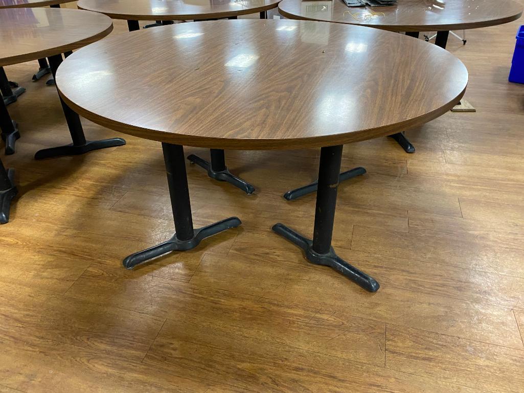 Laminate Top Restaurant Table w/ Pedestal Bases, 72in Diameter