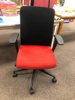 ALLSTEEL Scout Universal Mesh Back Task Chair, Very High Quality, Black & Red, Fixed Arms