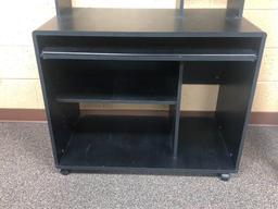 Small Mobile Desk w/ Pull Out Tray & Shelves, Particle Board 36in x 52in x 20in