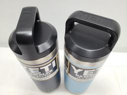 (2) YETI Rambler 18 oz Bottles - Navy & Sky Blue