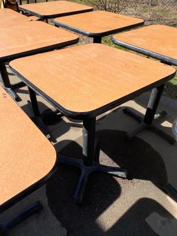 Lot of 9 Restaurant Tables, Single Pedestal, Laminate Top, 24in x 24in