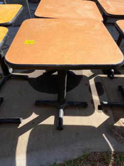 Lot of 9 Restaurant Tables, Single Pedestal, Laminate Top, 24in x 24in