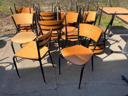 Lot of 17 Restaurant Chairs, Metal Frame, Wooden Seat & Back