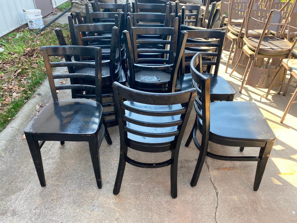 Lot of 20 Ladder Back Restaurant Chairs, Solid Wood Frame, Seat and Back