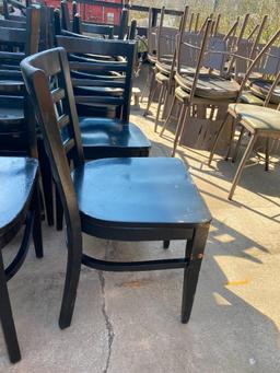 Lot of 20 Ladder Back Restaurant Chairs, Solid Wood Frame, Seat and Back
