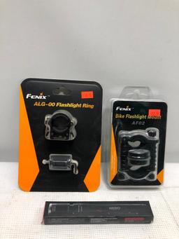 (3) - Fenix ALG-00 Flashlight Ring, Fenix AF02 Bike Mount & NEBO IP67 Inspector RC