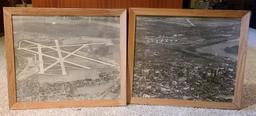 Lot of 2 Framed Prints 26in x 22in ea. Vintage Photo of Omaha, NE and Eppley Airport