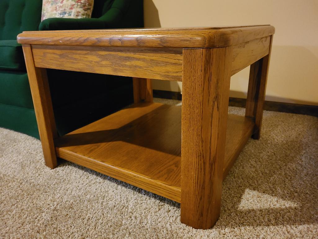 Wooden End Table w/ Under Shelf 28in x 20in