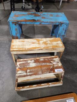 Lot of 3 Distressed Painted Benches