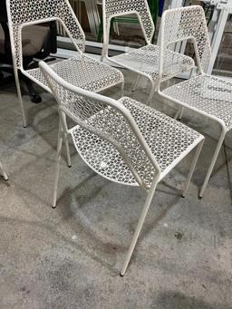 Lot of 4, Blue Dot White Hot Mesh Metal Chairs, Color: White Hot