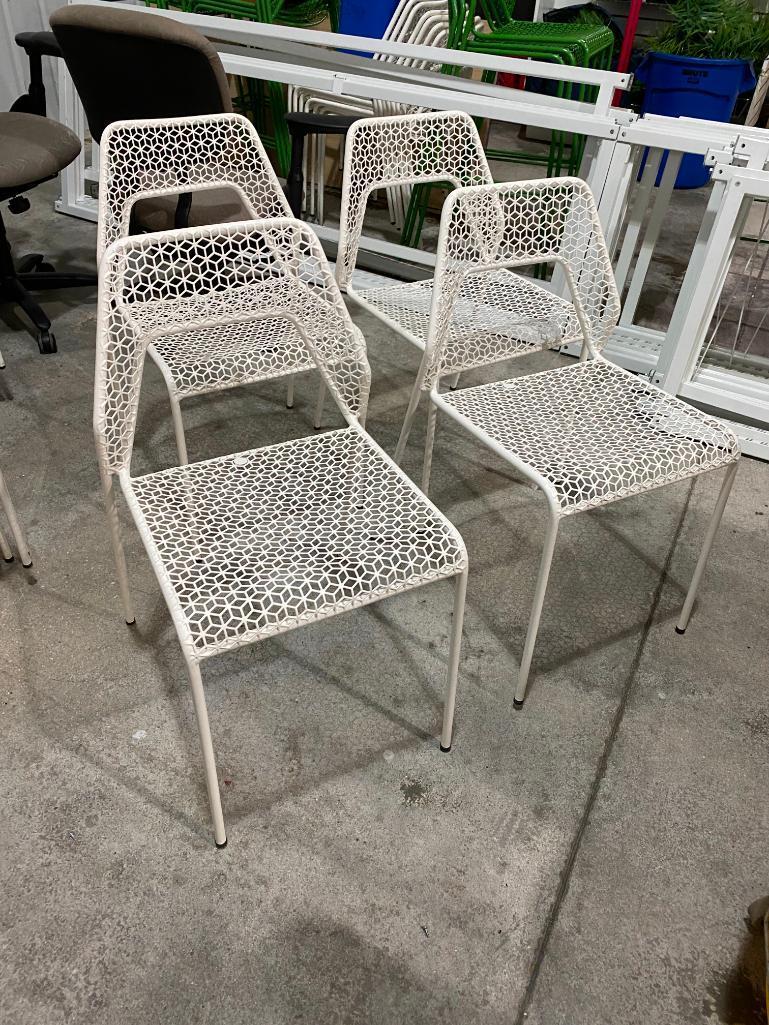 Lot of 4, Blue Dot White Hot Mesh Metal Chairs, Color: White Hot