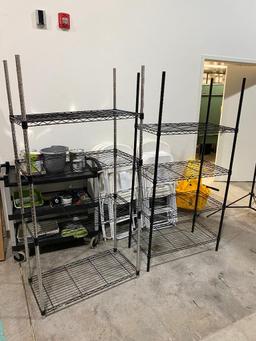 Lot of 2 Black NSF Stationary Wire Shelving Rack, 5 Shelves, 74in x 18in x 36in