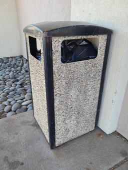 2 Trash Receptacles, 1 Floor Mat - Cintas 61"x 35"