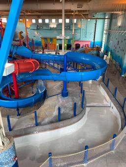 Indoor Water Park Main Structure, Includes Several Slides, Water Cannons, Stairs, Platforms,