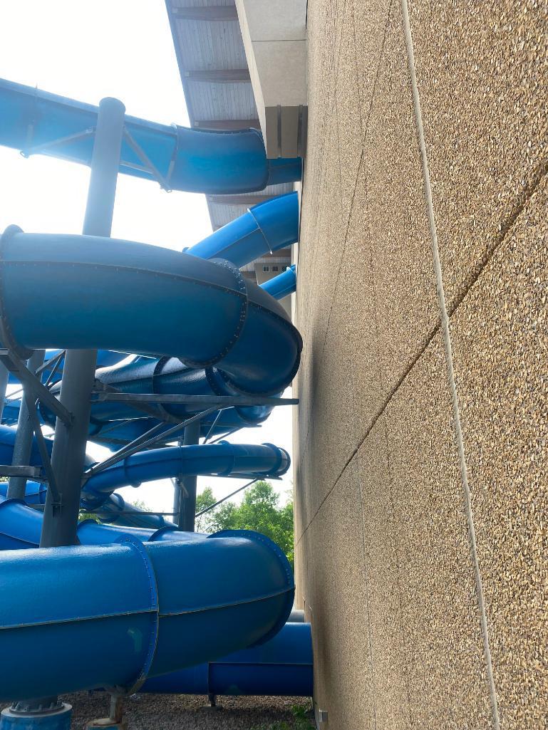 Three Outdoor / Indoor Heavy Duty Water Slides w/ 3 Interior Chutes, Huge Platform w/ Entrance