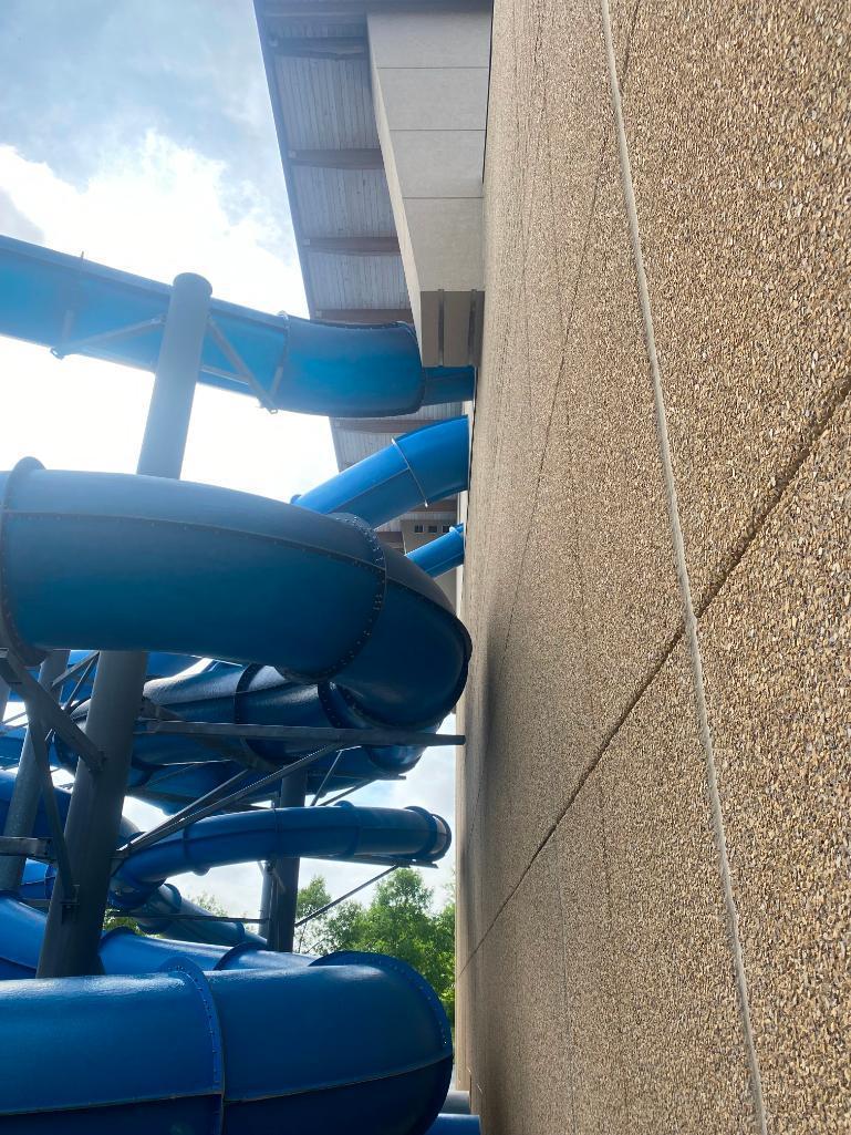 Three Outdoor / Indoor Heavy Duty Water Slides w/ 3 Interior Chutes, Huge Platform w/ Entrance