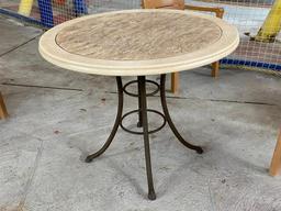 Patio Table w/ Metal Base, Composite Top, 36in Round, Durable Table