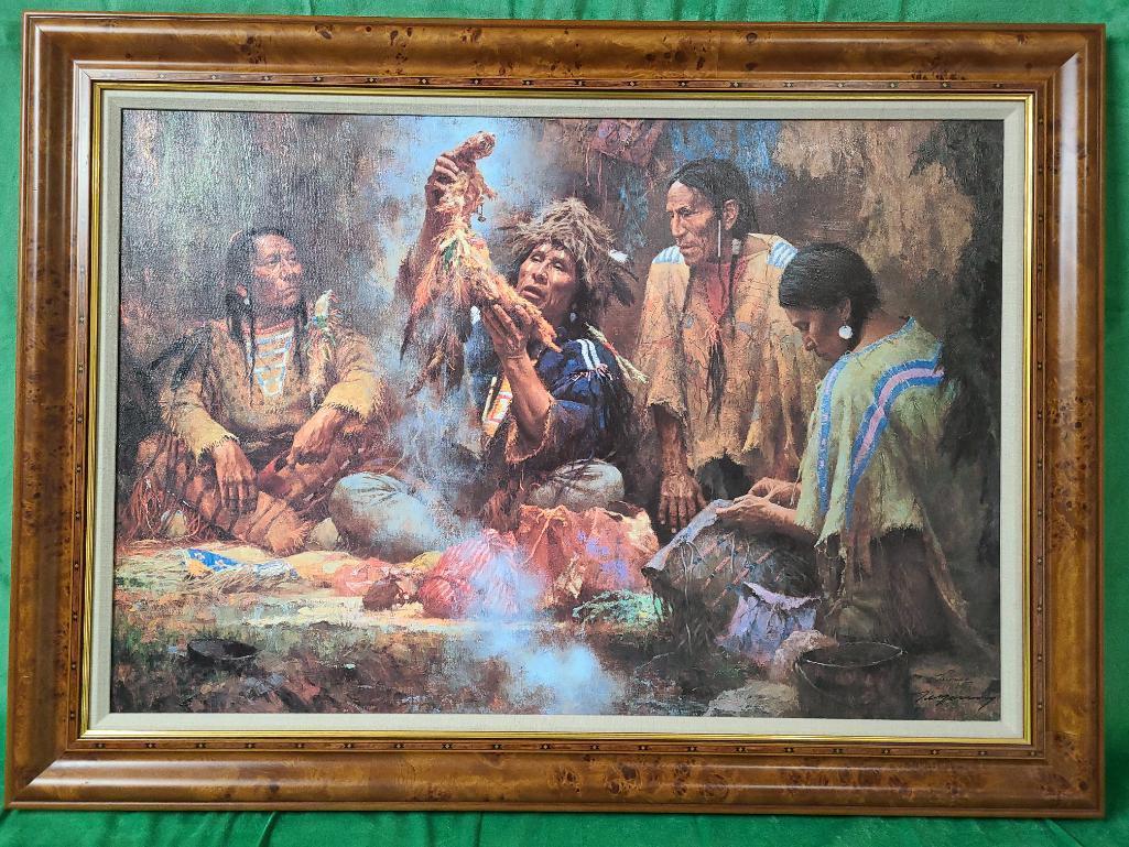 "Opening the Sacred Bundle" by Howard Terpning Signed and Numbered 166/550 33" x 22 3/8"