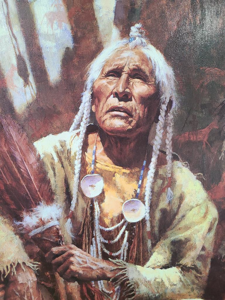 "Holy Man of Blackfoot" by Howard Terpning Signed and Numbered 393/975 24 1/2" x 32 1/2"