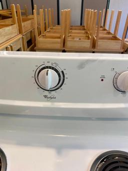 Whirlpool Electric Range / Oven, White, 30in Wide, 24in Deep, 36in to Burners, 47in Tall in Back