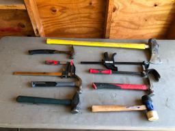 Hammers & Clamps, Pry Bar, Axe, Several Types of Hammers, Pry Bar, 2 Clamps