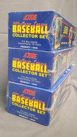 (3) 1989 SCORE Major League Baseball Collector Sets Product #9916 - Factory Sealed