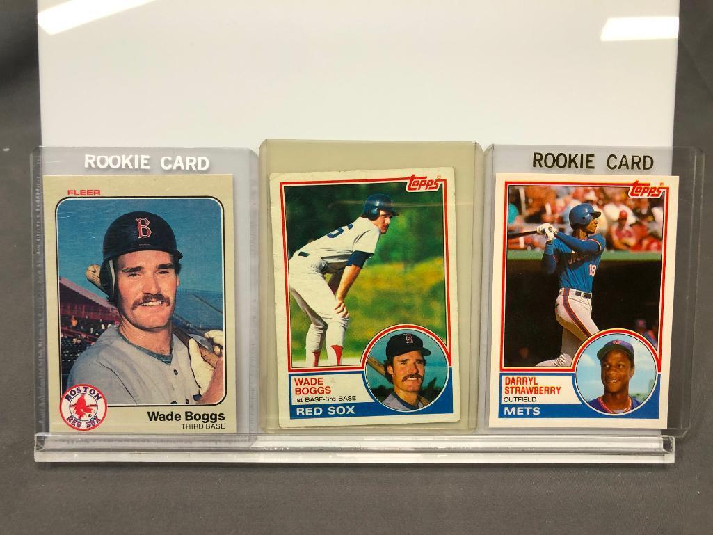 Lot of 3; Rookie Cards - 1983 Topps #108T Traded Darryl Strawberry OF, 1983 Fleer #179 Wade Boggs 3B