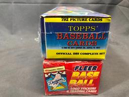 Lot of 2; 1989 Baseball Cards - Fleer Baseball Logo Stickers & Trading Cards & Topps Official