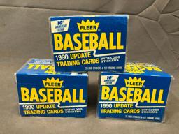 (3) 1990 Fleer Update Trading Cards w/ Logo Stickers 10th Anniversary Edition