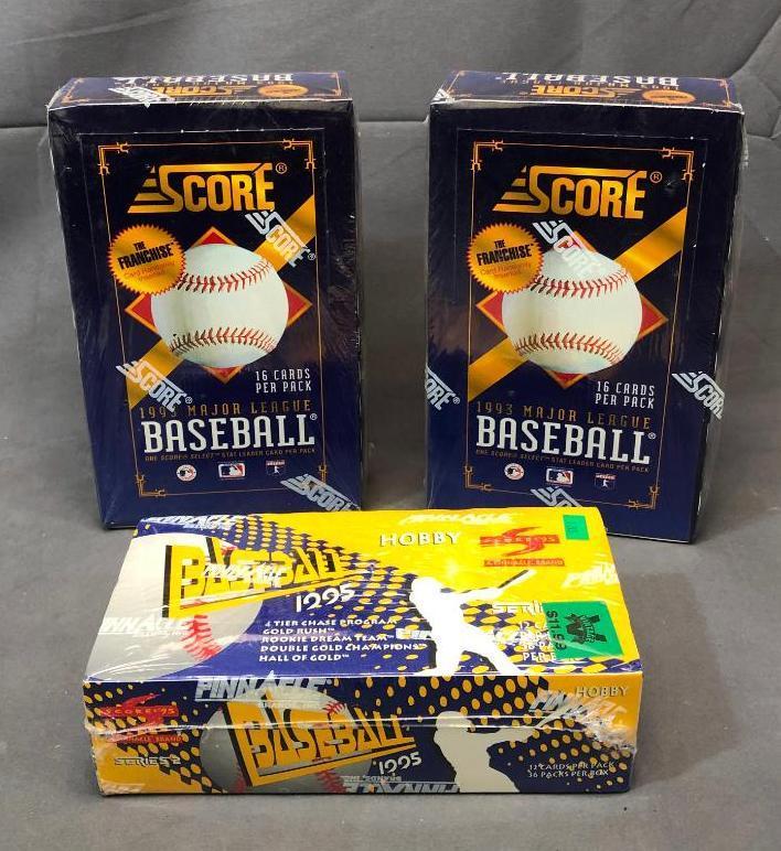 Total 3 Boxes - (2) SCORE 1993 Major League Baseball 16 Per Pack & PINNACLE Hobby Baseball 1995