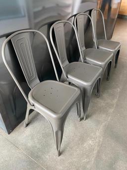 4 Metal Restaurant Chairs, Gun Metal Grey, Sold by the Chair Times 4