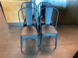 4 Metal Restaurant Chairs, Gun Metal Grey, Sold by the Chair Times 4