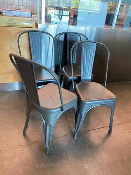 4 Metal Restaurant Chairs, Gun Metal Grey, Sold by the Chair Times 4