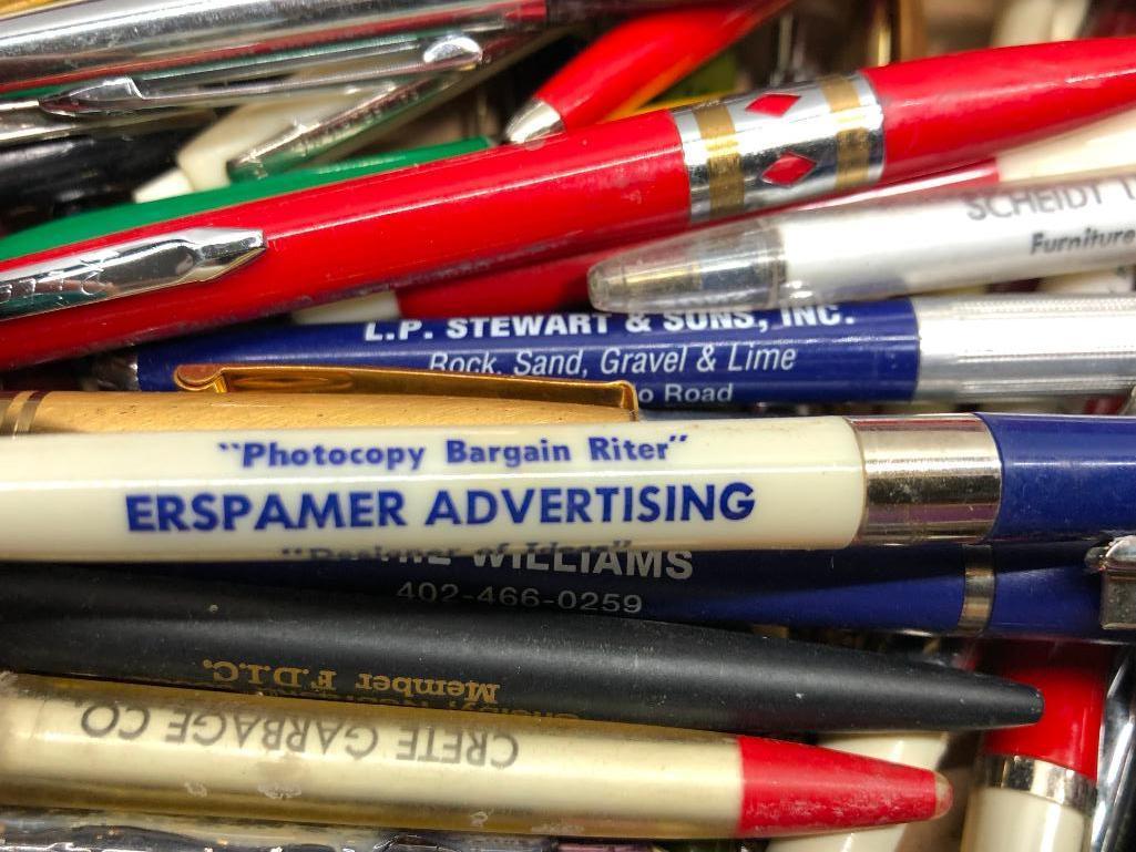 2 Flats of Vintage Advertising Ballpoint Pens