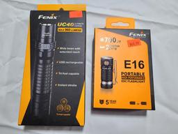 Lot of 2; FENIX Portable Flashlights Model UC40 & E16
